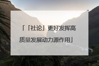 「社论」更好发挥高质量发展动力源作用