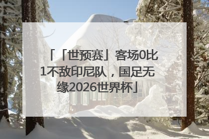 「世预赛」客场0比1不敌印尼队，国足无缘2026世界杯