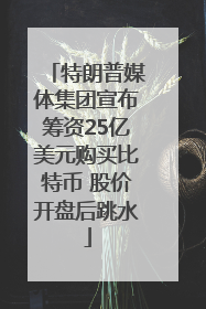 特朗普媒体集团宣布筹资25亿美元购买比特币 股价开盘后跳水