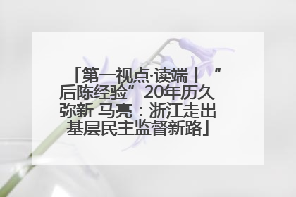 第一视点·读端丨“后陈经验”20年历久弥新 马亮：浙江走出基层民主监督新路