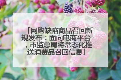 网购缺陷商品召回新规发布：面向电商平台，市监总局将常态化推送消费品召回信息