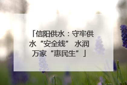 信阳供水：守牢供水“安全线” 水润万家“惠民生”