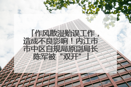 作风散漫贻误工作，造成不良影响！内江市市中区自规局原副局长陈军被“双开”