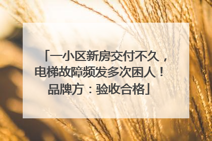 一小区新房交付不久，电梯故障频发多次困人！品牌方：验收合格