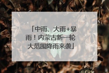 中雨、大雨+暴雨！内蒙古新一轮大范围降雨来袭