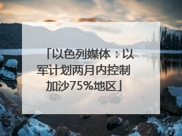 以色列媒体：以军计划两月内控制加沙75%地区