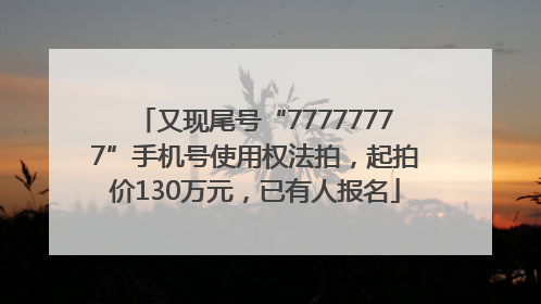 又现尾号“77777777”手机号使用权法拍，起拍价130万元，已有人报名