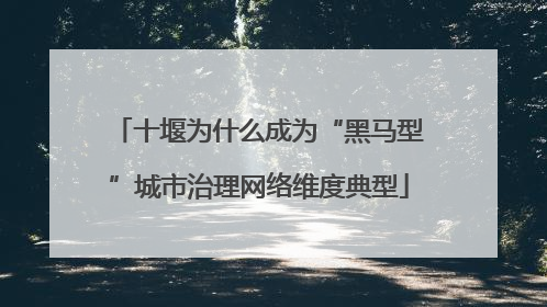 十堰为什么成为“黑马型”城市治理网络维度典型