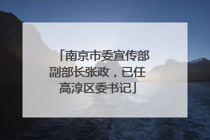 南京市委宣传部副部长张政，已任高淳区委书记