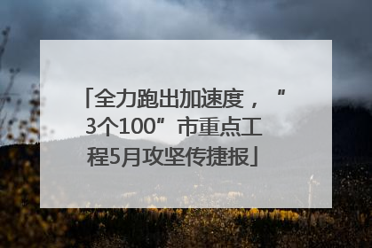 全力跑出加速度，“3个100”市重点工程5月攻坚传捷报