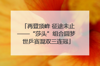 再登顶峰 征途未止——“莎头”组合圆梦世乒赛混双三连冠