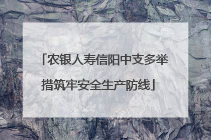 农银人寿信阳中支多举措筑牢安全生产防线