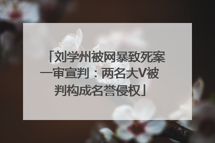 刘学州被网暴致死案一审宣判：两名大V被判构成名誉侵权