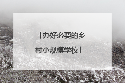办好必要的乡村小规模学校