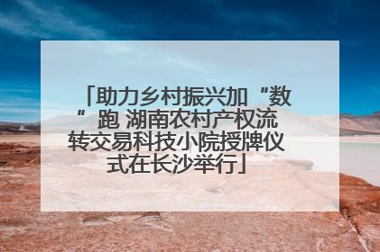 助力乡村振兴加“数”跑 湖南农村产权流转交易科技小院授牌仪式在长沙举行