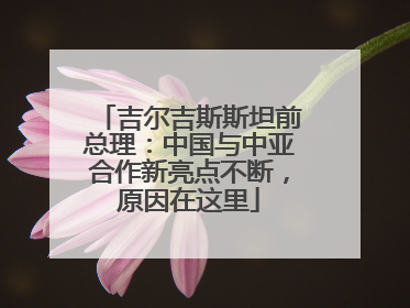 吉尔吉斯斯坦前总理：中国与中亚合作新亮点不断，原因在这里