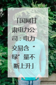 国网甘肃电力公司：电力交易含“绿”量不断上升