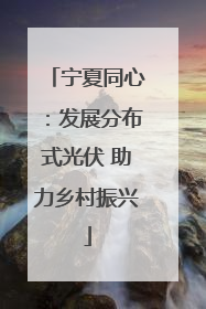 宁夏同心：发展分布式光伏 助力乡村振兴