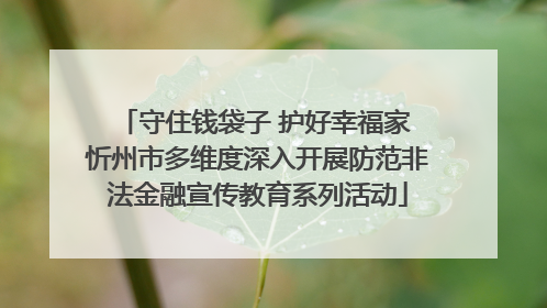 守住钱袋子 护好幸福家 忻州市多维度深入开展防范非法金融宣传教育系列活动