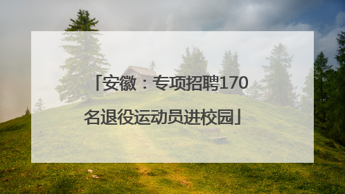 安徽：专项招聘170名退役运动员进校园