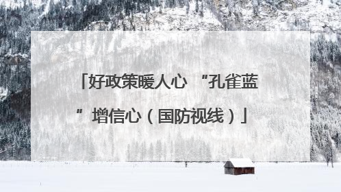 好政策暖人心 “孔雀蓝”增信心（国防视线）
