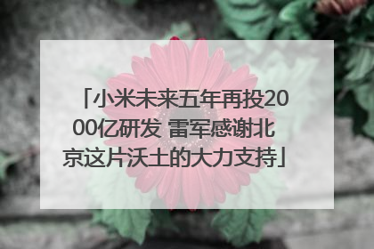 小米未来五年再投2000亿研发 雷军感谢北京这片沃土的大力支持