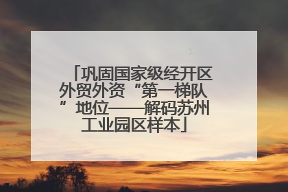 巩固国家级经开区外贸外资“第一梯队”地位——解码苏州工业园区样本