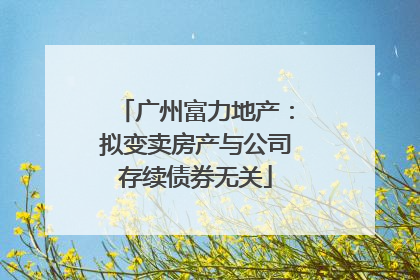 广州富力地产：拟变卖房产与公司存续债券无关