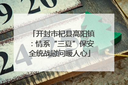 开封市杞县高阳镇：情系“三夏”保安全统战慰问暖人心