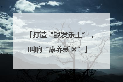 打造“银发乐土”，叫响“康养新区”