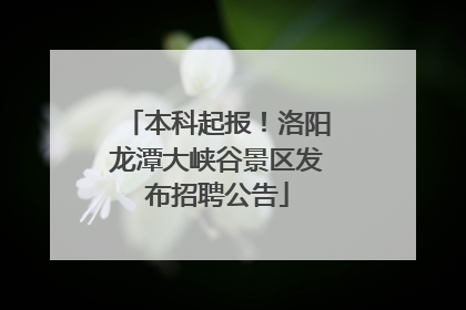 本科起报！洛阳龙潭大峡谷景区发布招聘公告