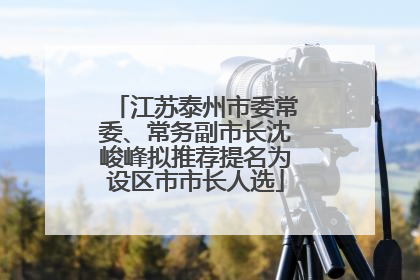 江苏泰州市委常委、常务副市长沈峻峰拟推荐提名为设区市市长人选