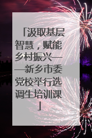汲取基层智慧，赋能乡村振兴——新乡市委党校举行选调生培训课