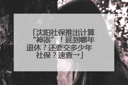 沈阳社保推出计算“神器”！延到哪年退休？还要交多少年社保？速查→