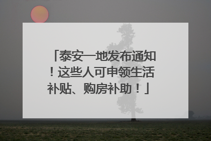 泰安一地发布通知！这些人可申领生活补贴、购房补助！