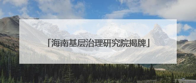 海南基层治理研究院揭牌