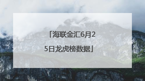海联金汇6月25日龙虎榜数据