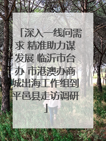 深入一线问需求 精准助力谋发展 临沂市台办 市港澳办商城出海工作组到平邑县走访调研