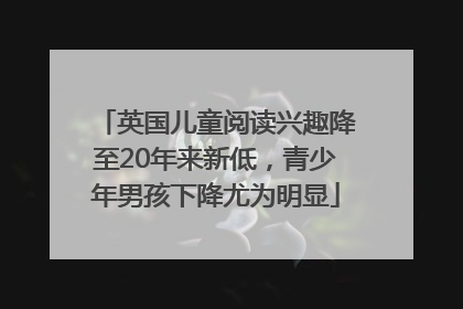 英国儿童阅读兴趣降至20年来新低，青少年男孩下降尤为明显