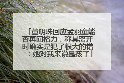 董明珠回应孟羽童能否再回格力，称其离开时确实是犯了很大的错：她对我来说是孩子