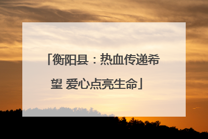 衡阳县：热血传递希望 爱心点亮生命