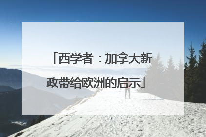 西学者：加拿大新政带给欧洲的启示