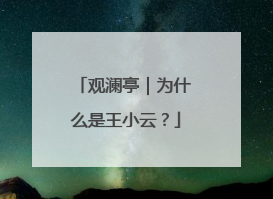 观澜亭｜为什么是王小云？