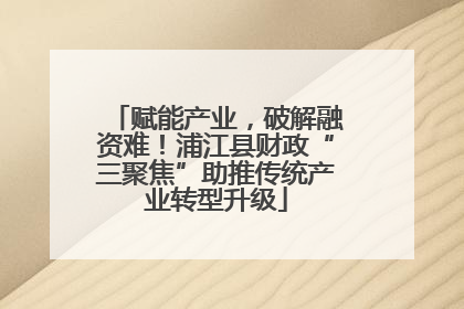 赋能产业，破解融资难！浦江县财政“三聚焦”助推传统产业转型升级