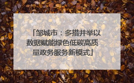 邹城市：多措并举以数据赋能绿色低碳高质量政务服务新模式