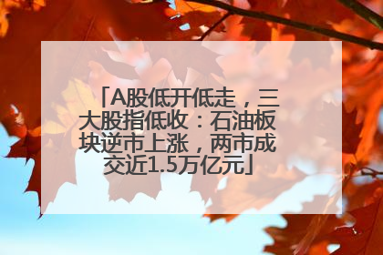 A股低开低走，三大股指低收：石油板块逆市上涨，两市成交近1.5万亿元
