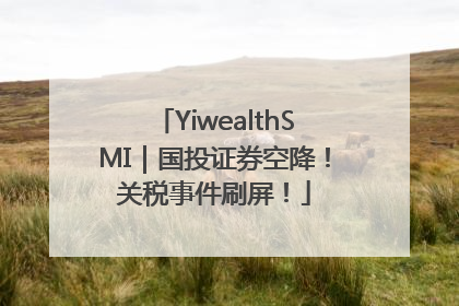 YiwealthSMI｜国投证券空降！关税事件刷屏！